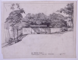 Rendered elevation of the terrace for the Edgar Moor House, Lincoln, Mass, 1964