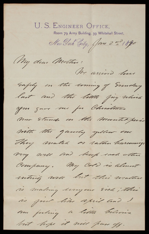 Thomas Lincoln Casey, Jr. to Emma Weir Casey, January 2, 1890