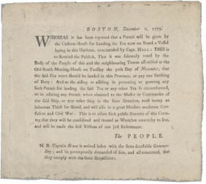 Boston, December 2, 1773: Whereas is has been reported that a Permit ...