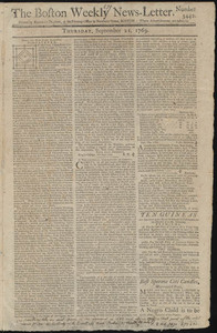 The Boston Weekly News-Letter, 21 September 1769