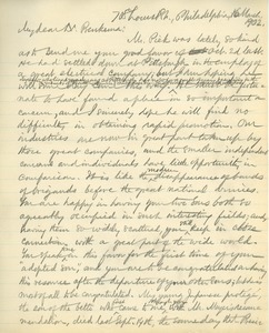 Letter from Benjamin Smith Lyman to T. W. Beukema