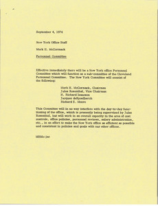 Memorandum from Mark H. McCormack to New York office staff