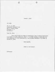 Letter from Mark H. McCormack to William B. Bird