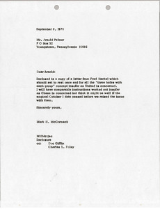 Letter from Mark H. McCormack to Arnold Palmer