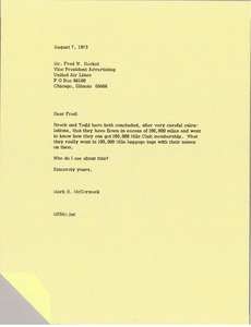 Letter from Mark H. McCormack to Fred W. Heckel