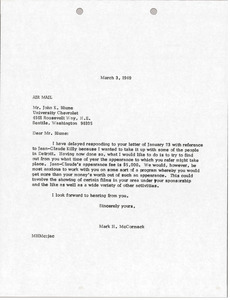 Letter from Mark H. McCormack to John K. Blume