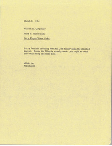 Memorandum from Mark H. McCormack to William H. Carpenter