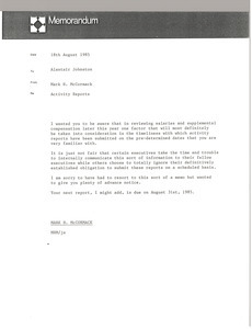 Memorandum from Mark H. McCormack to Alastair Johnston