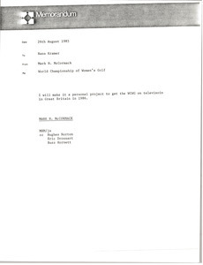 Memorandum from Mark H. McCormack to Hans Kramer