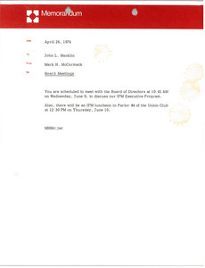 Memorandum from Mark H. McCormack to John L. Macklin