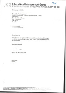 Letter from Mark H. McCormack to Frank D. Tatum