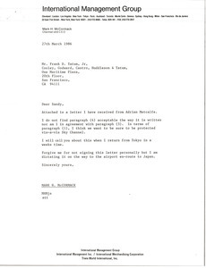 Letter from Mark H. McCormack to Frank D. Tatum