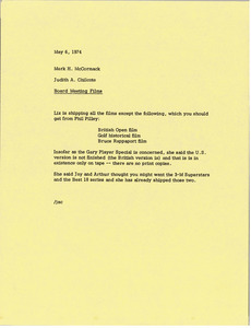 Memorandum from Judy A. Chilcote to Mark H. McCormack