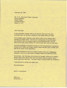 Letter from Mark H. McCormack to C. P. Jose Luis Valdes Castaneda