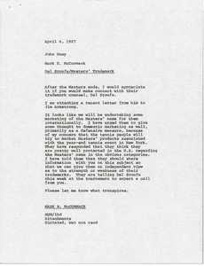 Memorandum from Mark H. McCormack to John Oney