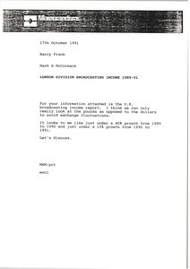 Memorandum from Mark H. McCormack to Barry Frank