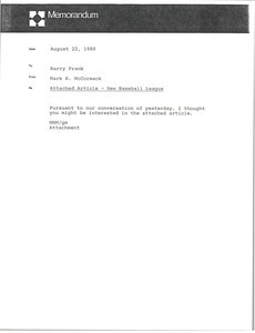 Memorandum from Mark H. McCormack to Barry Frank