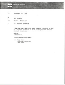 Memorandum from Mark H. McCormack to Bev Norwood