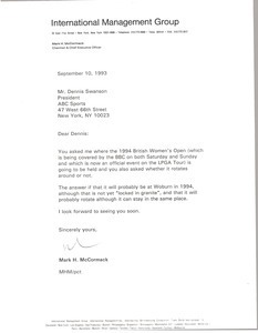 Letter from Mark H. McCormack to Dennis Swanson