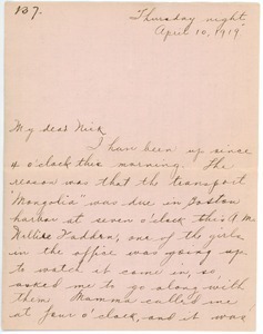 Letter from Letitia Crane to Frank F. Newth