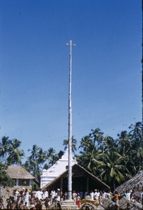 Wooden cross in a fishing village