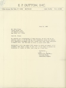 Letter from Patricia Moran to Eric Flaum