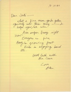 Letter from unidentified correspondent to Judi Chamberlin