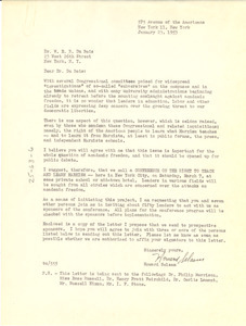 Letter from Howard Selsam to W. E. B. Du Bois