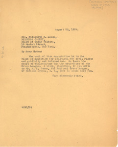 Letter from W. E. B. Du Bois to Dutchess County Board of Child Welfare