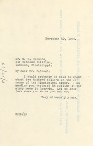 Letter from W. E. B. Du Bois to S. E. Redmond
