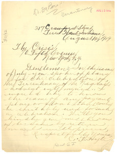 Letter from C. T. Hyte to the Crisis
