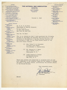 Letter from National Bar Association to W. E. B. Du Bois