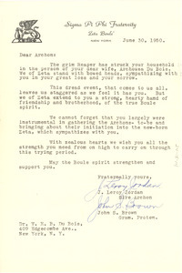 Letter from Sigma Pi Phi Zeta Boulé to W. E. B. Du Bois