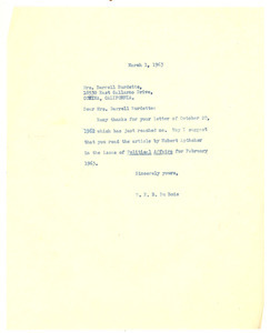 Letter from W. E. B. Du Bois to Darrell Burdette - Digital Commonwealth