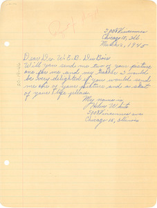 Letter from Helen White to W. E. B. Du Bois