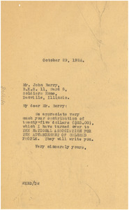 Letter from W. E. B. Du Bois to John Berry