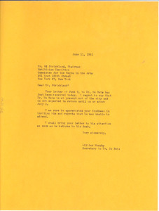 Letter from Lillian Murphy to Committee for the Negro in the Arts