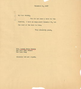 Letter from W. E. B. Du Bois to Rachel Davis DuBois