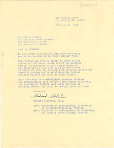 Letter from Richard Slobodin to W. E. B. Du Bois