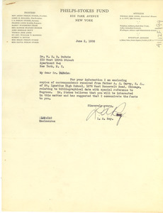 Letter from Phelps-Stokes Fund to W. E. B. Du Bois