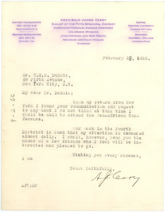 Letter from Archibald James Carey to W. E. B. Du Bois