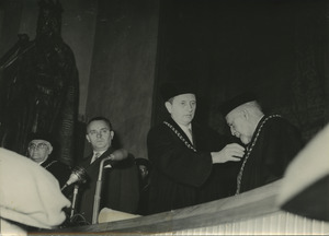 W. E. B. Du Bois receiving an honorary degree from Zdeněk Vančura