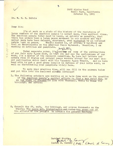 Letter from Isobel M. Cerney to W. E. B. Du Bois