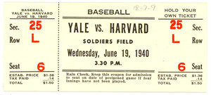 Yale verses Harvard baseball ticket