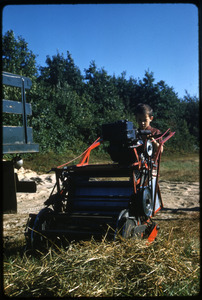 Mechanical cranberry picker (Western) and Fred Cann, Duxbury Cranberry Company