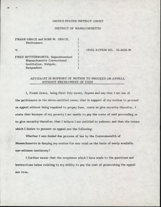 Grace and Grace v. Butterworth, 1978: affidavit in support of motion to proceed on appeal without prepayment of fees