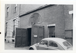 Alley view of attached stable to the Parkman House