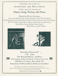 Leaflet for Event Celebrating The Works of Audre Lorde and Melvin Dixon