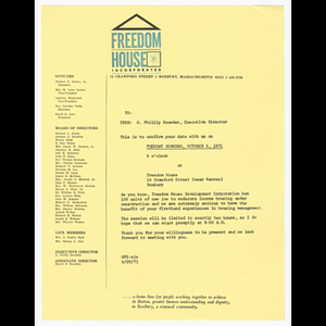Memorandum from O. Phillip Snowden about meeting on October 5, 1971