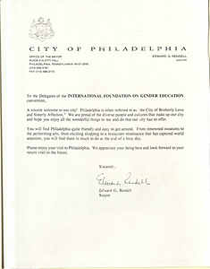 Letter To IFGE From Philadelphia Mayor